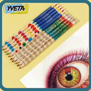 Yveta ดินสอสีไม้ ลายน่ารัก สีรุ้ง ไร้สารพิษ ไม่มีกลิ่น ทนต่อการสึกหรอ สําหรับนักเรียน DIY 10 ชิ้น ต่อล็อต