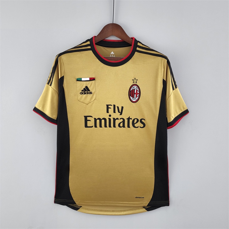 เสื้อกีฬาแขนสั้น ลายทีมชาติฟุตบอล KAKA AC Milan 3RD สีทอง 2013/2014