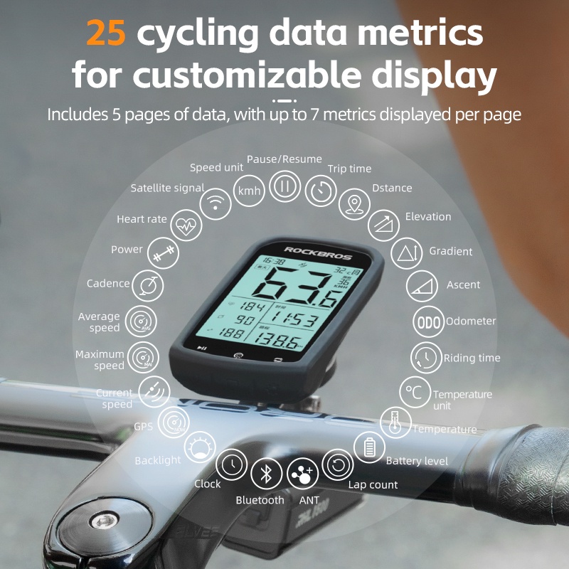 ROCKBROS/cycplus M1 เครื่องวัดระยะทาง GPS ไร้สาย และตัวแปลงความถี่ สําหรับรถจักรยาน MTB — صورة 7