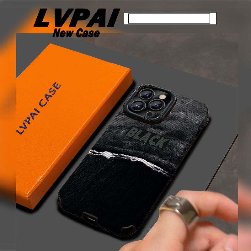 เคสสําหรับiphone 15/16Promax 14Promax 11Promax 12/13/15/ 6/7/8Plus Xmax Dark Vintageเคสโทรศัพท์สีดํารวมทุกอย่างLambskinกันกระแทกปกอ่อน