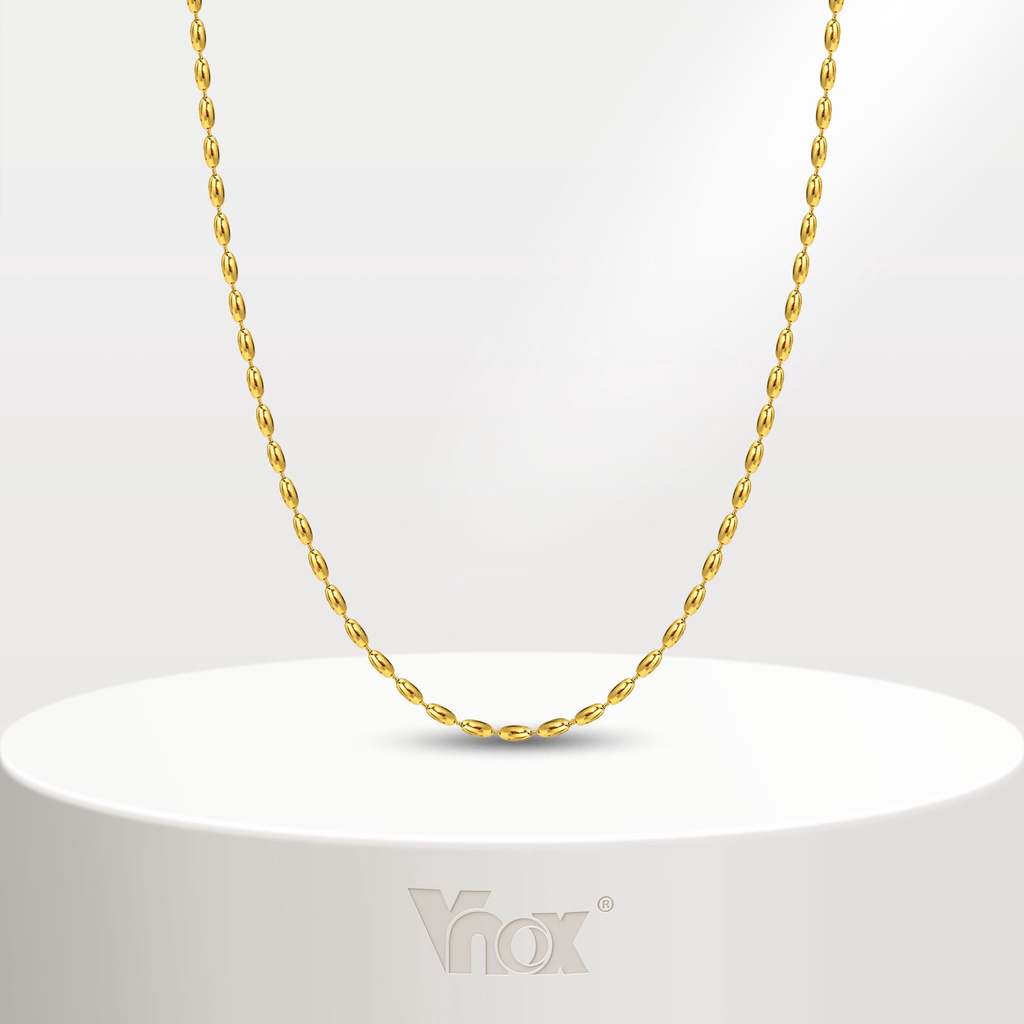 Vnox สร้อยคอโซ่ลูกปัดมะกอก ชุบทอง 18K สเตนเลส 1 มม. 2 มม. 3 มม. สําหรับผู้หญิง