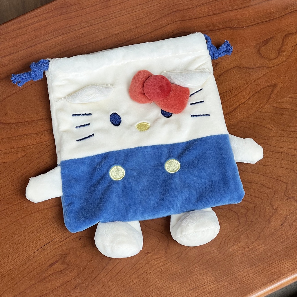 Pacha Hello Kitty Cat กระเป๋าหูรูด ผ้ากํามะหยี่ขนนิ่ม น่ารัก เครื่องเขียน นักเรียนญี่ปุ่น กระเป๋าเดินทาง กระเป๋าเก็บของเบ็ดเตล็ด