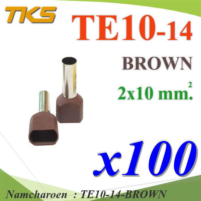 NC หางปลากลม คอร์ดเอ็น แบบมีฉนวน ย้ำรวมสายไฟ TE10-14-BROWN