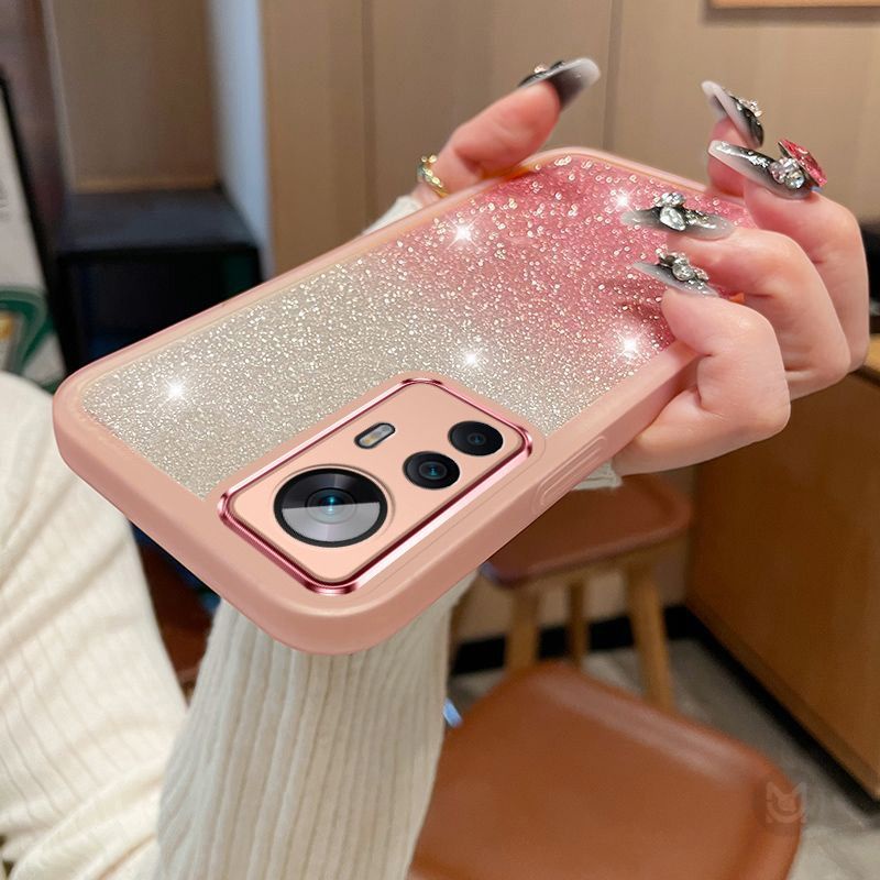 ปลอกสําหรับ Xiaomi Mi 11T 12T 13T 14T Pro 12Lite 13Lite โปร่งใสGradient Glitterกล้องเลนส์ป้องกันซิลิโคนนุ่มกรณี
