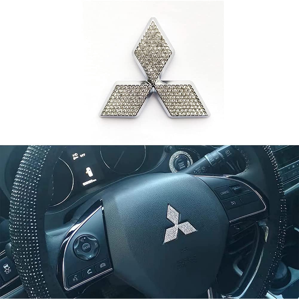 พวงมาลัยเพชร ลายตราสัญลักษณ์ วิบวับ สําหรับ Mitsubishi