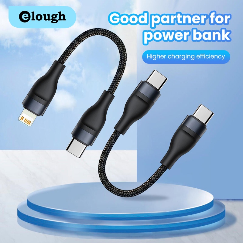 Elough สายชาร์จ Type C เป็น Type C ไนล่อน ขนาดเล็ก 0.25 ม. ชาร์จไว แบบพกพา สําหรับพาวเวอร์แบงค์ โทรศัพท์มือถือ