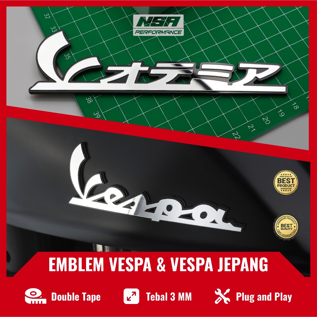 Nsa Vespa Emblem 1SET 3D นูน Vespa สติกเกอร์ 3D Vespa โลโก้ญี่ปุ่นนูน Vespa อุปกรณ์เสริมรถจักรยานยนต์
