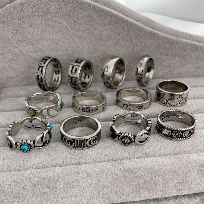 หลากหลาย Retro Distressed Non-Fade แหวน Double G แหวน Simple หรูหราบุคลิกภาพ High-End คู ่ ของขวัญแหวนคู ่