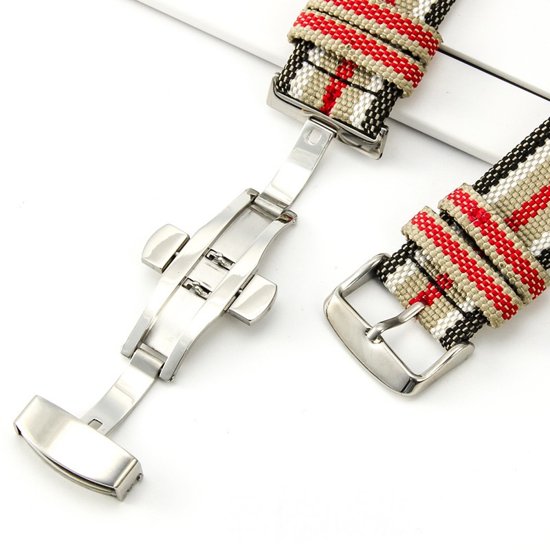 สายนาฬิกาข้อมือ ผ้าแคนวาส ไนล่อน 22 มม. สําหรับ Burberry BU7600 7601 7602 Series