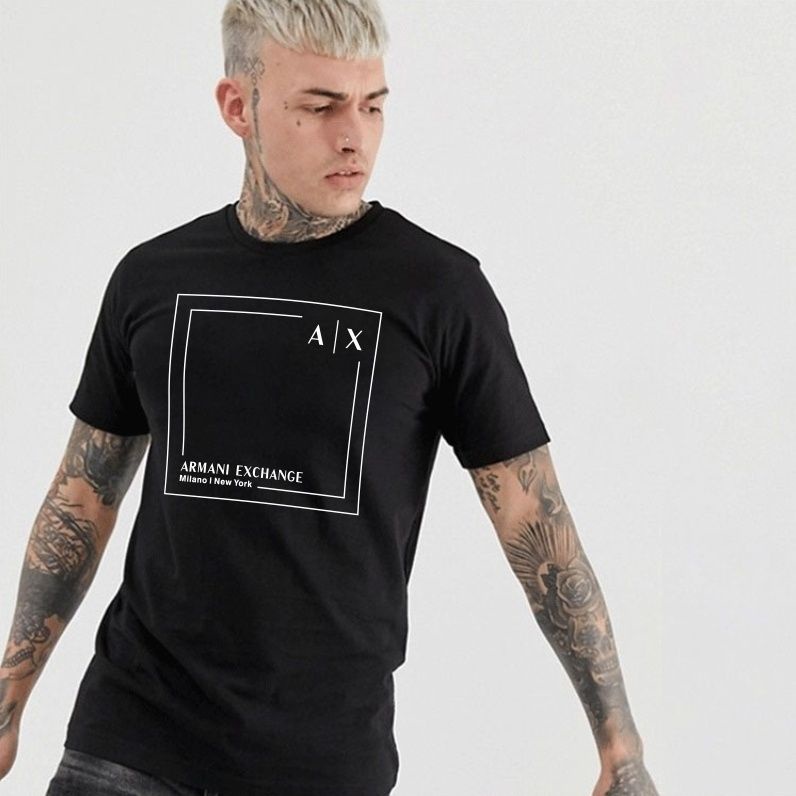 2023ฤดูร้อนea7 แขนสั้นเสื้อยืดผู้ชายขวานพิมพ์ตัวอักษรSlim-Fitรอบคอครึ่งแขนสบายๆAll-Matchเสื้อยืดLa