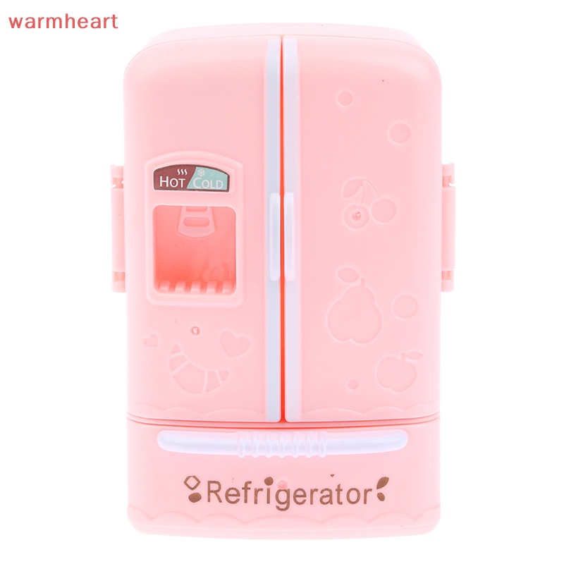 (warmheart) ตู้เย็นแช่แข็ง ขนาดเล็ก สีชมพู สําหรับบ้านตุ๊กตา 1:12