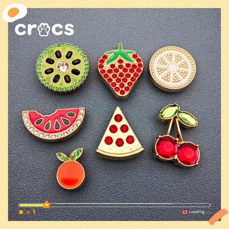 Crocs jibbitz หัวเข็มขัดโลหะ รูปการ์ตูนผลไม้น่ารัก สไตล์เกาหลี สําหรับตกแต่งรองเท้า