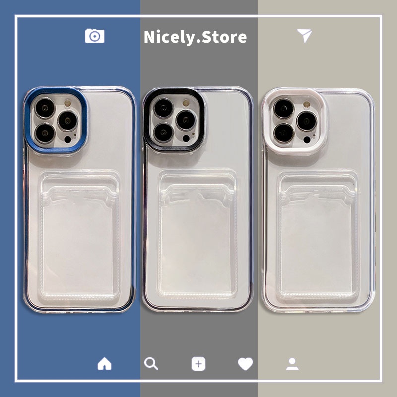 เคสโทรศัพท์มือถือแบบใส กันกระแทก มีช่องใส่บัตร 3 in 1 สําหรับ iPhone 15 14 13 12 11 Pro Max Xs Xr X 8 7
