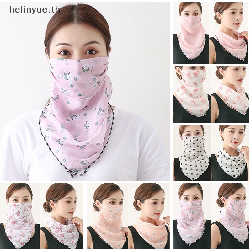 Helinyue ผ้าพันคอ ผ้าเช็ดหน้า ผ้าไหม ป้องกันแดด กันฝุ่น สําหรับผู้หญิง ขี่จักรยาน วิ่ง กลางแจ้ง 1 ชิ้น