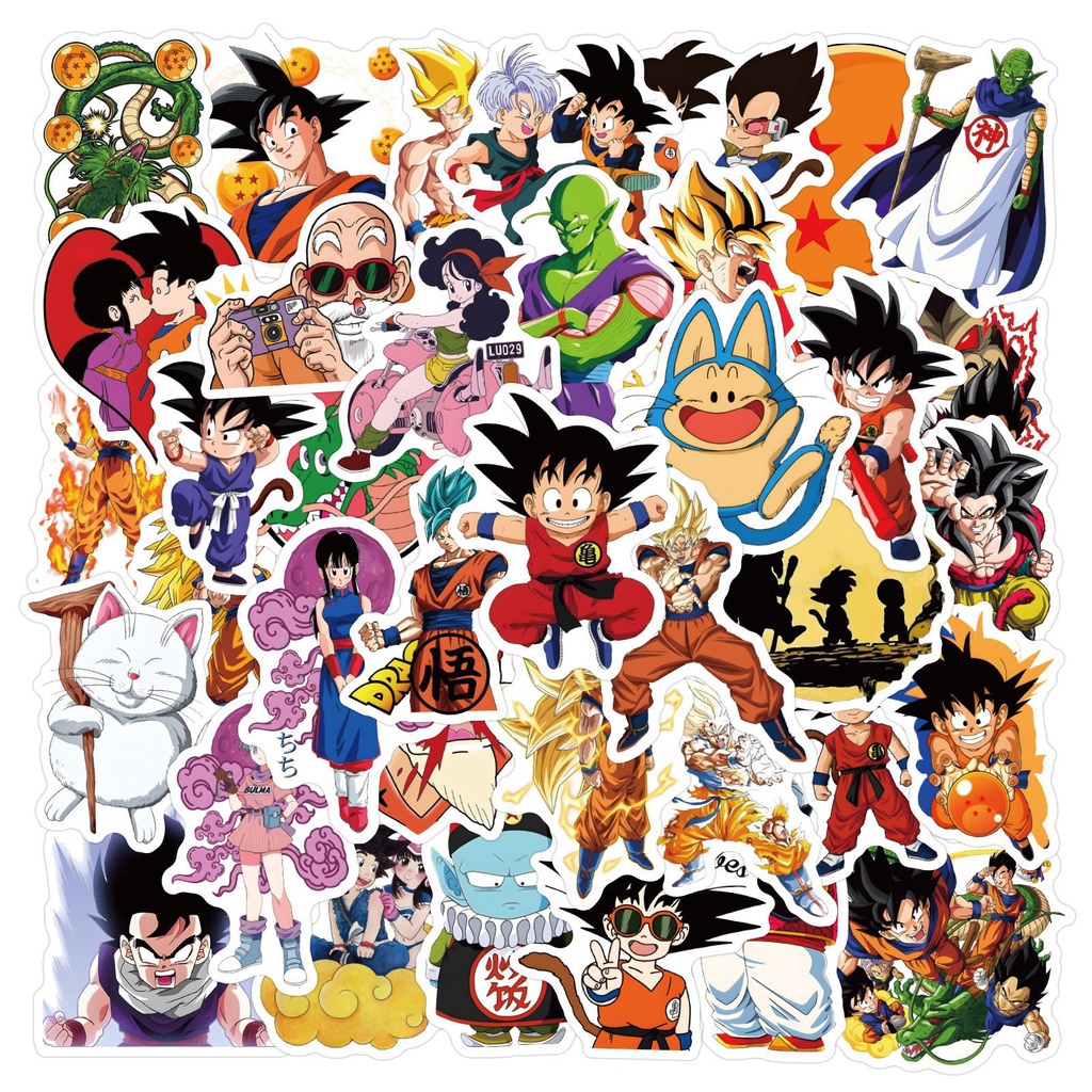 สติกเกอร์ PVC กันน้ํา ลายการ์ตูน Dragon Ball คลาสสิก 50 ชิ้น (3)