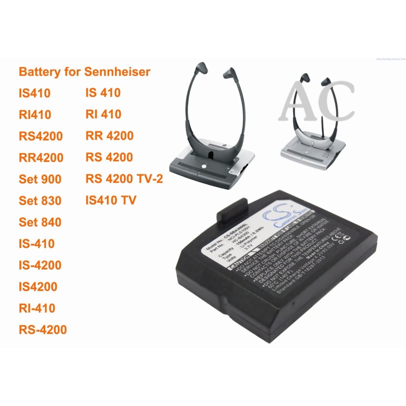 AC Cameron Sino 150mAh Battery 500898, HC-BA300, NCI-PLS100H for Sennheiser IS-410,IS-4200,RI-410, R