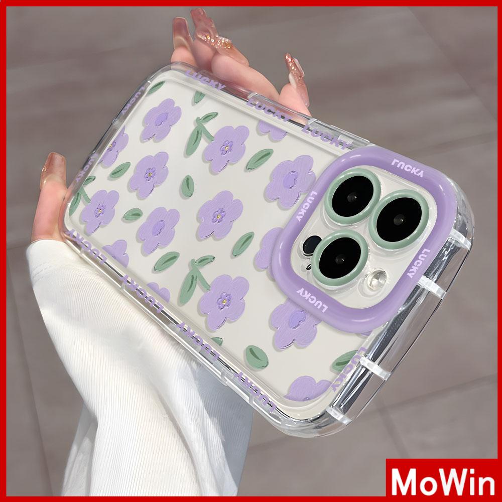 Mowin - เข้ากันได้สำหรับ 15 เคสไอโฟน11 เคส iphone 11 เคส 15 pro max สดใสเงาใสกรณีถุงลมกันกระแทกนุ่ม TPU ดอกไม้สีม่วงเรียบง่ายเข้ากันได้กับ 14 PRO MAX 13 12 XR XS 7 8 PLUS