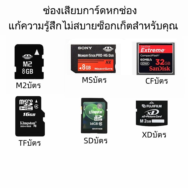 อะแดปเตอร์การ์ดรีดเดอร์ USB 3.0 ความเร็วสูง แบบพกพา 6 ช่อง รองรับ TF CF SD MMC mini SD SDHC MS XD M2