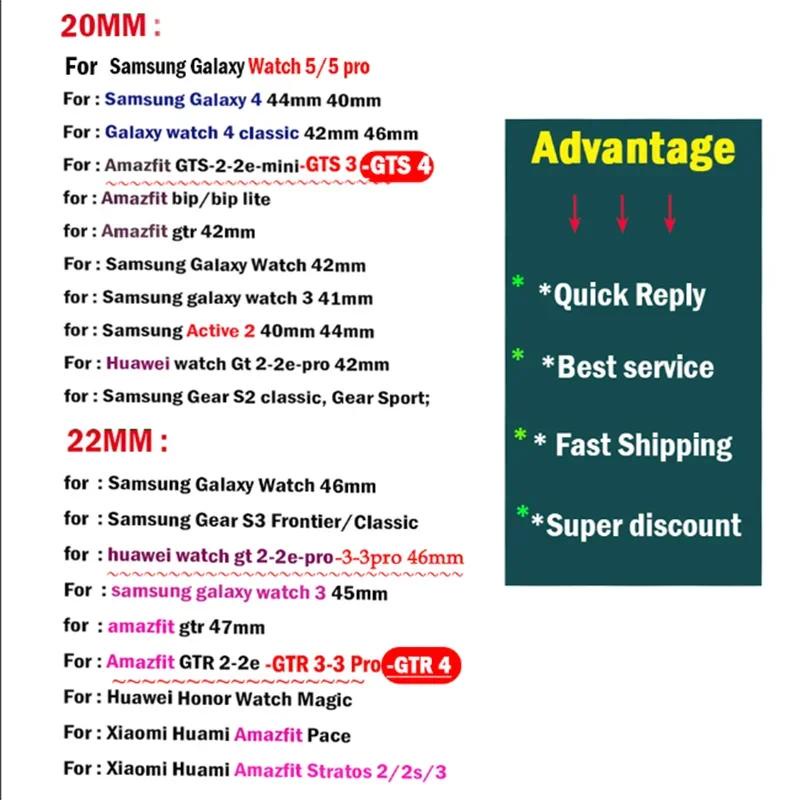 สายนาฬิกาข้อมือหนัง 20 มม. 22 มม. แบบเปลี่ยน สําหรับ Samsung Galaxy watch 6 5 4 40 มม. 44 มม. Samsung Gear S2 S3 Galaxy Active 1 2