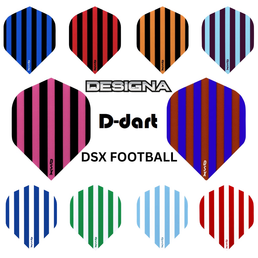 Designa Dart Flights - Designa DSX Football Standard Extra Strong 100 Micron ลูกดอกเที่ยวบิน 3 ชิ้น/