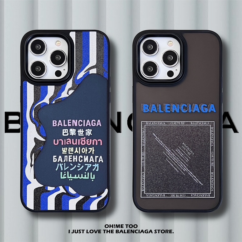 เคสโทรศัพท์มือถือ ผ้ายีน กันกระแทก ลายฉลาก Balenciaga สําหรับ iPhone 15 14 13 11 12 Pro Max