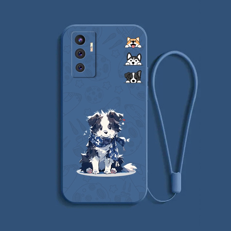 เคส Vivo V23E 4G 5G น่ารัก คอลลี่ พื้นผิวด้านล่าง กันกระแทก เคสนิ่ม ซิลิโคนเหลว ป้องกัน เคสโทรศัพท์ เรียบ