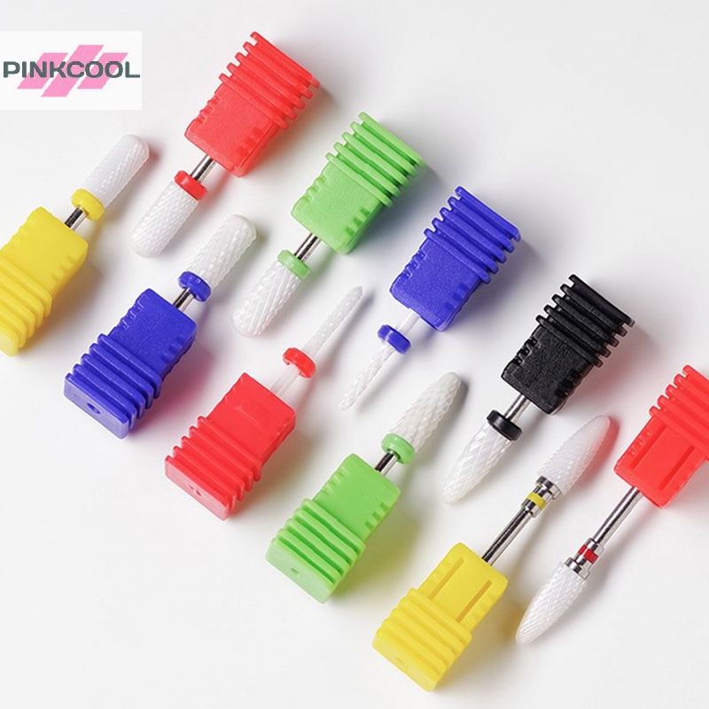 Pinkcool ขายดี ดอกสว่านโรตารี่ เซรามิค ก้าน 3/32 นิ้ว สําหรับตกแต่งเล็บมือ เล็บเท้า