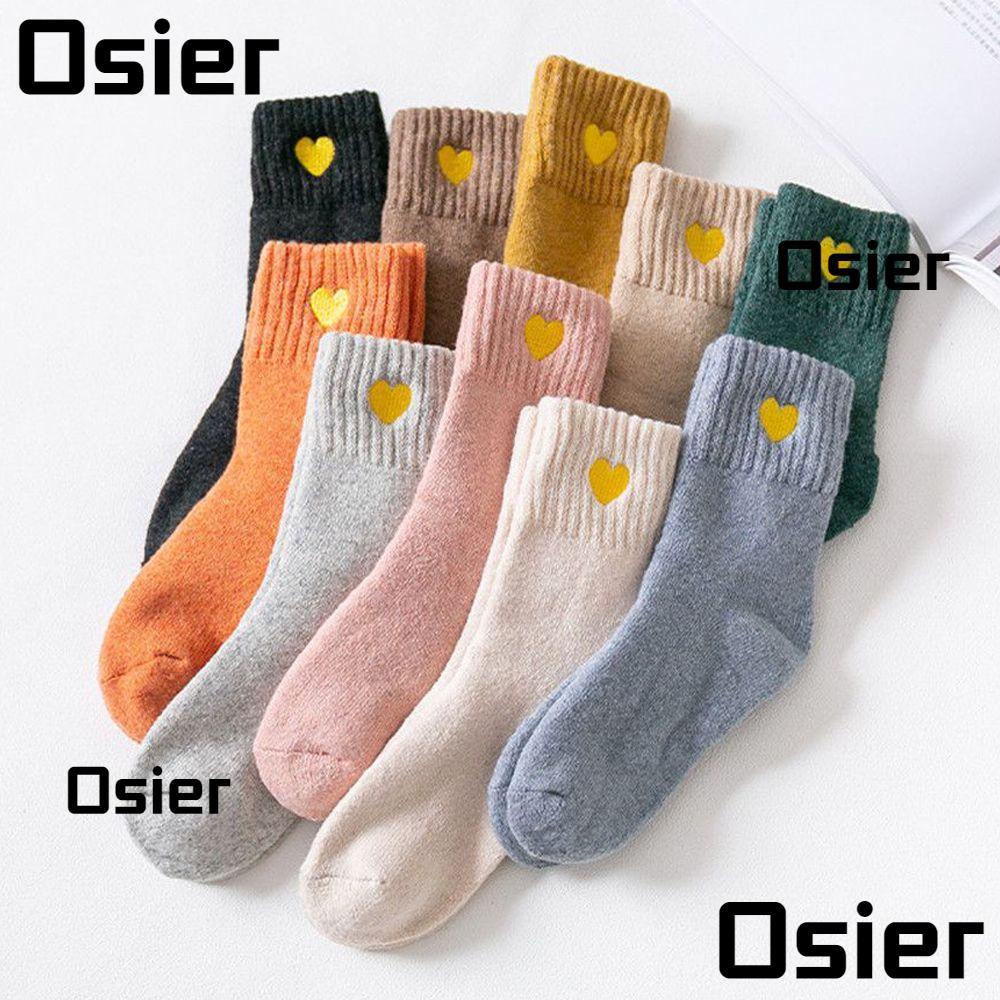 Osier1 ถุงเท้าลําลอง ผ้าฝ้ายแคชเมียร์ แบบหนา ให้ความอบอุ่น สําหรับผู้หญิง