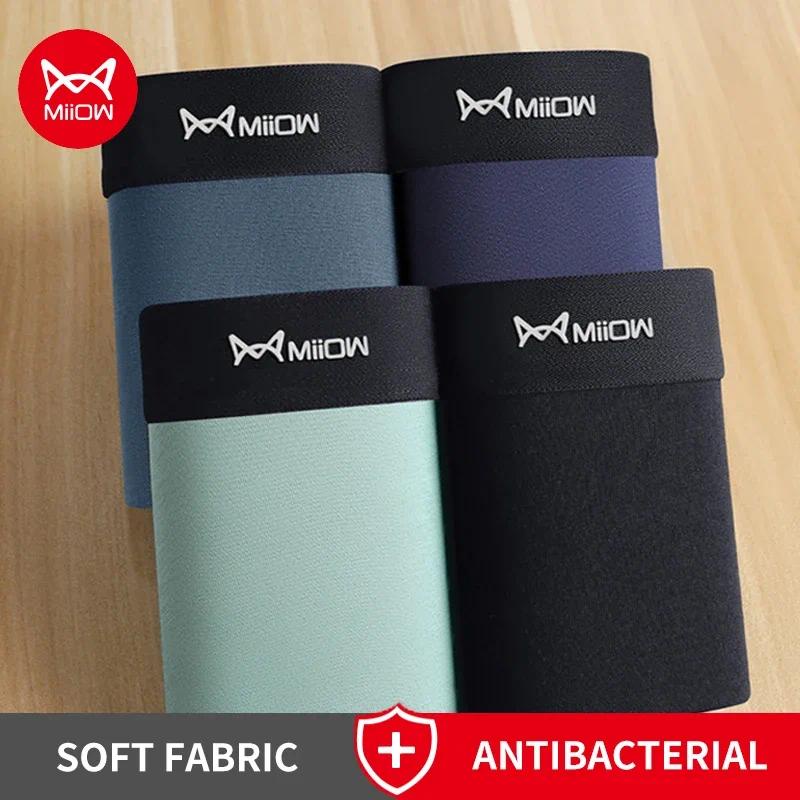 Miiow กางเกงบ็อกเซอร์ ผ้าฝ้าย 100% ป้องกันแบคทีเรีย สําหรับผู้ชาย ไซซ์ L-5XL 3 ชิ้น