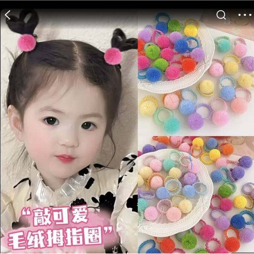 💗มาหยากิ๊ฟช้อป💗ยางรัดผมลูกตุ้มน่ารัก สีสันสดใส แฟชั่นประดับผมเด็กเล็ก แพ็ค 15 ชิ้น ยางเส้นหยัก ขนาดยางเส้นผ่าศูนย์กลา...