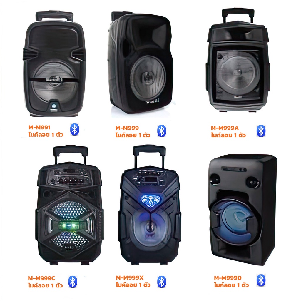 ลำโพงบลูทูธ ลำโพงเอนกประสงค์ ลำโพง 8นิ้ว มีล้อลาก มีบลูทูธ BT USB SD MIC AUX รุ่น M999C M991 M999  M