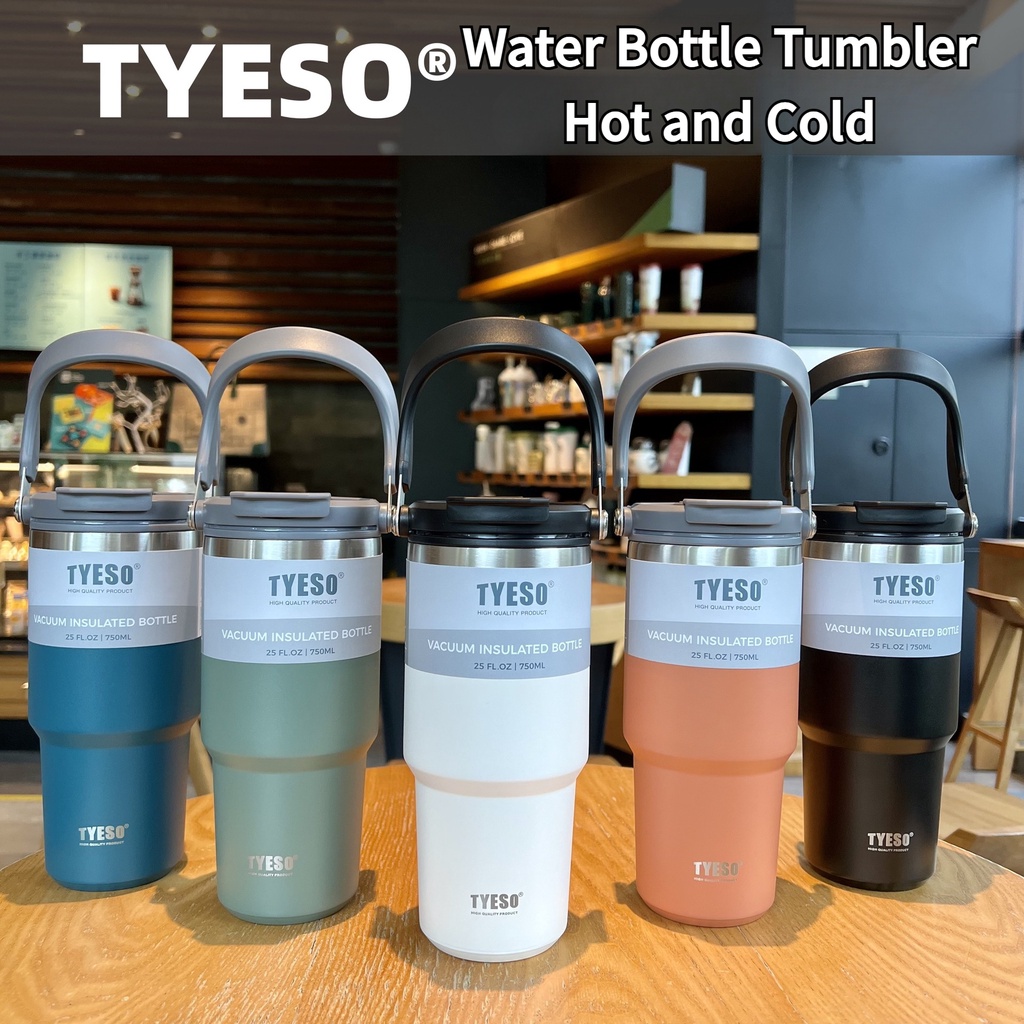 Tyeso แก้วน้ําเก็บความเย็น สองชั้น ฉนวนกันความร้อน แบบพกพา ความจุขนาดใหญ่ 900 มล. 1050 มล. 1200 มล.