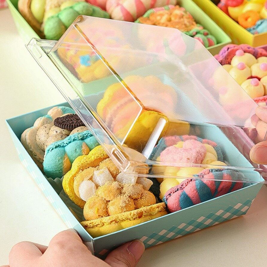 กล่องใส่ขนมพร้อมฝาปิด มี 2แบบ 4สี ให้เลือก กล่องSnack Box แพคละ10ใบ