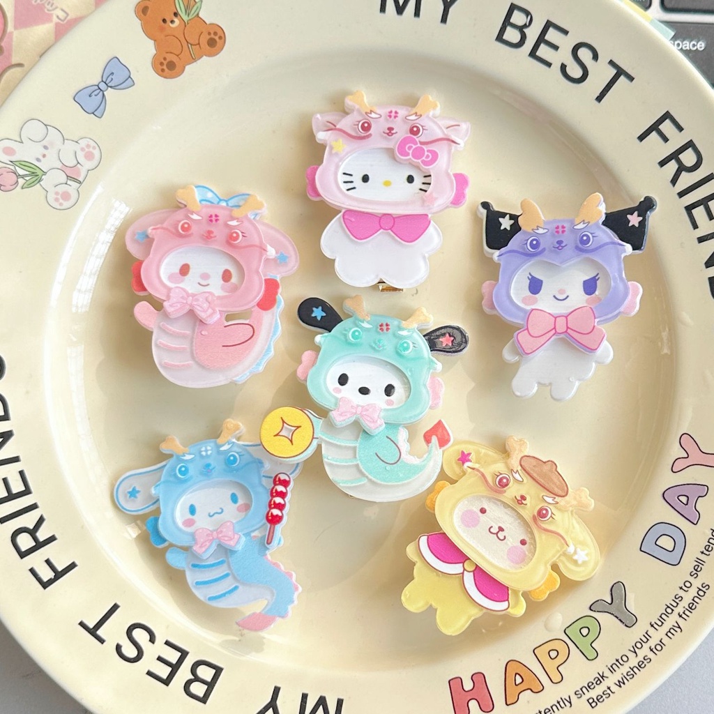 SANRIO กิ๊บติดผม รูปมังกร ซานริโอ้น่ารัก สีชมพู เครื่องประดับ สําหรับเด็กผู้หญิง