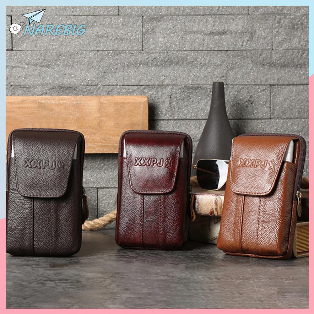 ( Narebig ) กระเป๋าคาดเอวหนัง สีพื้น สําหรับใส่โทรศัพท์มือถือ เหมาะกับการพกพาเดินทาง ✿