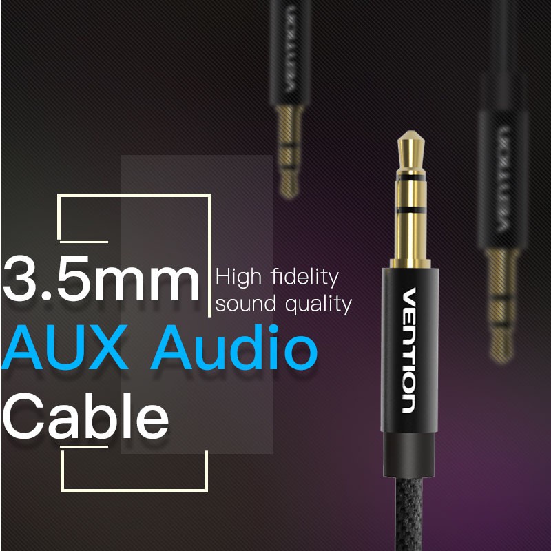 Vention สายสัญญาณเสียงสเตอริโอ Hi-Fi ตัวผู้ เป็นตัวผู้ 3.5 มม. ชุบทอง สําหรับแจ็ครถยนต์ หูฟัง ลําโพง