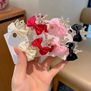 กิ๊บติดผม ประดับโบว์ สีดํา สไตล์เจ้าหญิง สําหรับผู้หญิง 1 คู่