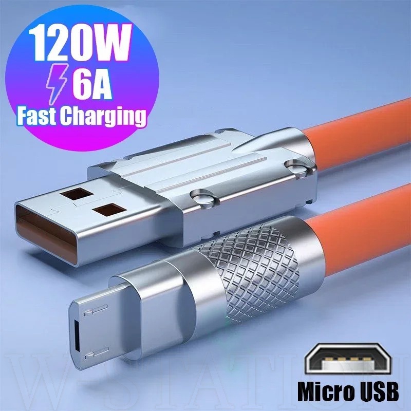 120w 6A 1/1.5/2M สายเคเบิล Micro USB สําหรับ Andriod / โลหะผสมสังกะสี สายชาร์จเร็วมาก / ซิลิโคนเหลว อลูมิเนียมอัลลอยด์ Type-C สายเคเบิลข้อมูล / อุปกรณ์โทรศัพท์มือถือ