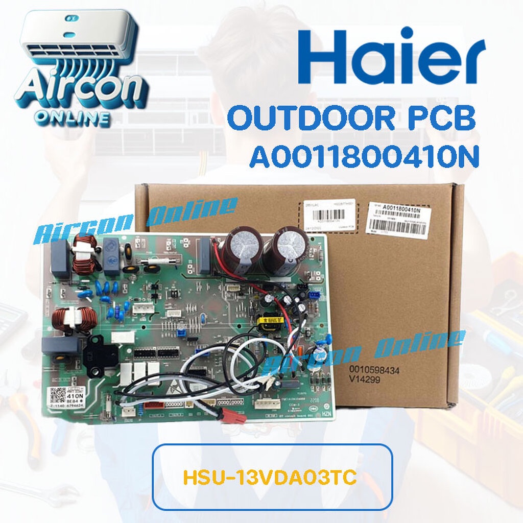 แผงบอร์ด ตัวนอก Outdoor PCB แอร์ HAIER รุ่น HSU-13VDA03TC รหัส A0011800410N ของแท้ มือ 1