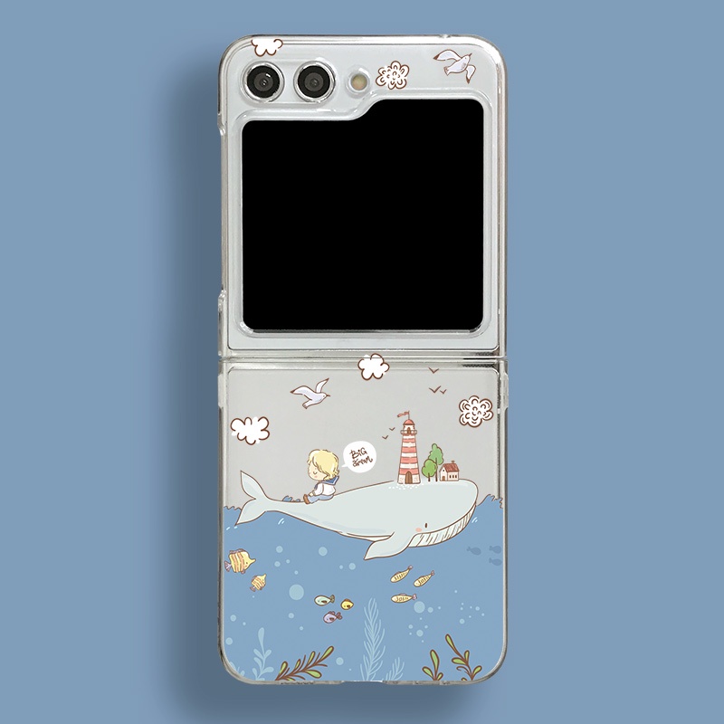 เคสน่ารักการ์ตูน Samsung Galaxy Z Flip 6 5 โปร่งใส Anti-fall hard เคสโทรศัพท์แบบใสฝาครอบป้องกันหน้าจอพับเปลือกใส