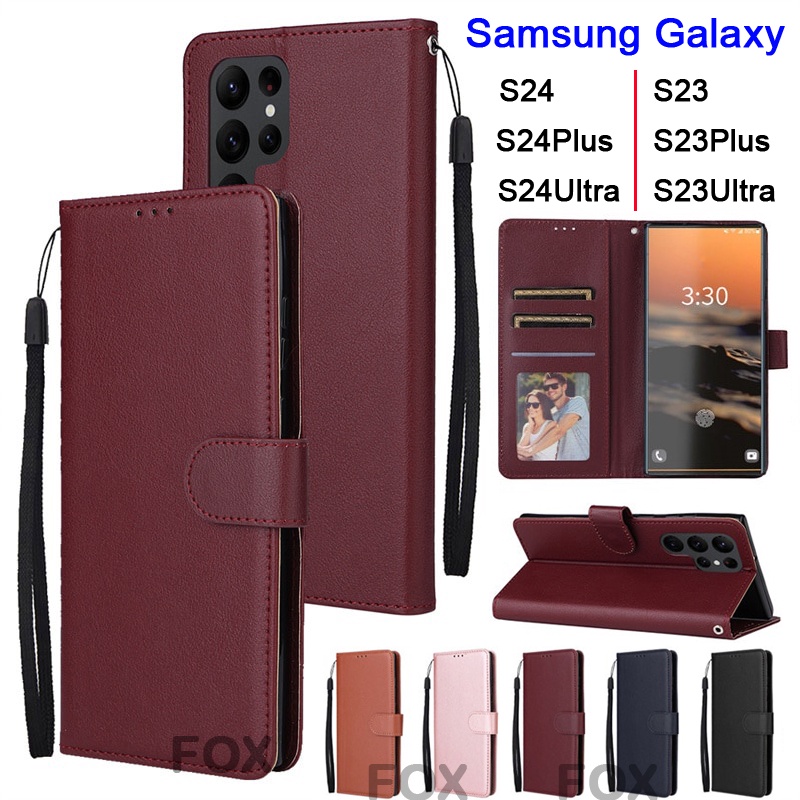 เคส ฝาพับ ตั้งได้ A36 A56 แถมสาย ใส่บัตรได้ สำหรับ SAMSUNG Galaxy S24 S24Plus S24Ultra S23 S23Plus S23Ultra S23fe Boss