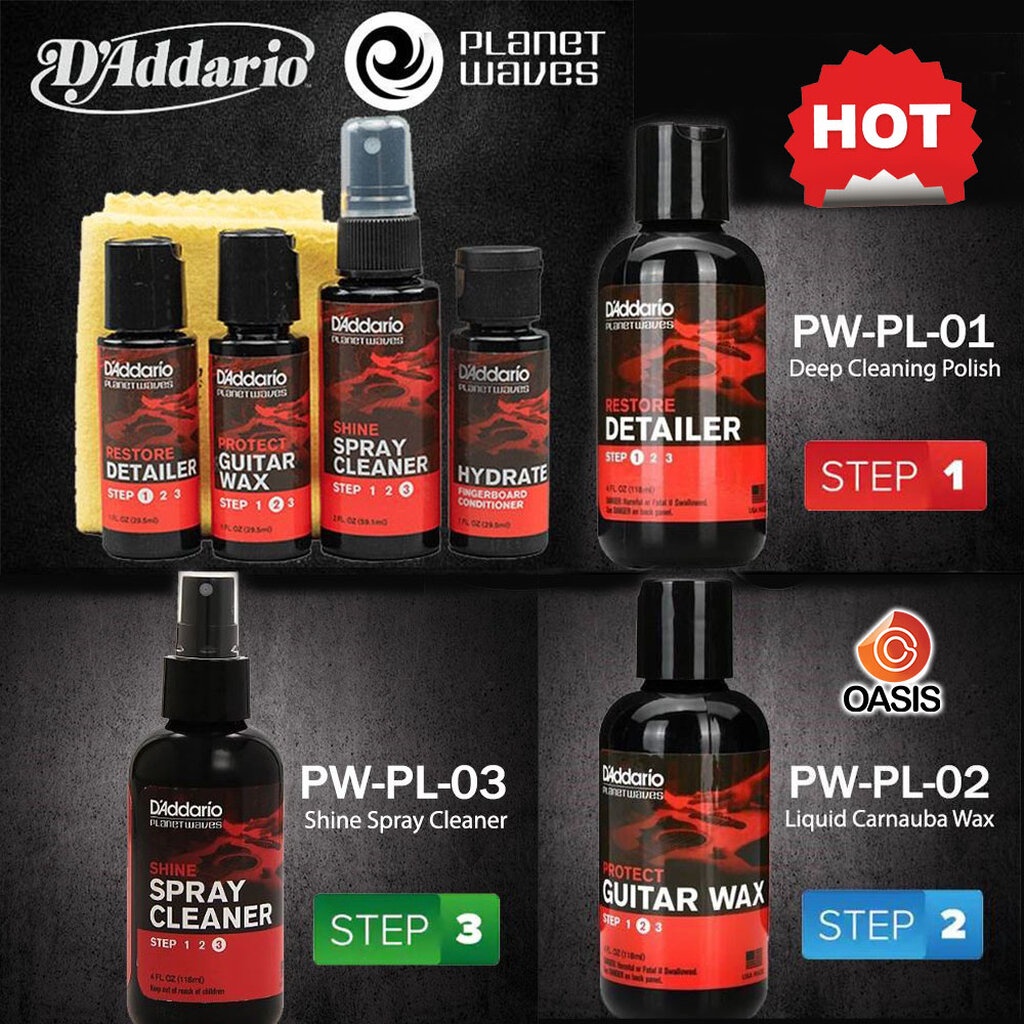 (ฟรี..ผ้าเช็ด) น้ำยาเช็ดตัวกีตาร์ D'addario Planet Waves มีให้เลือก 3 สูตร** Made in USA**น้ำยาเช็ดกีตาร์ น้ำยาเช็ดกี...