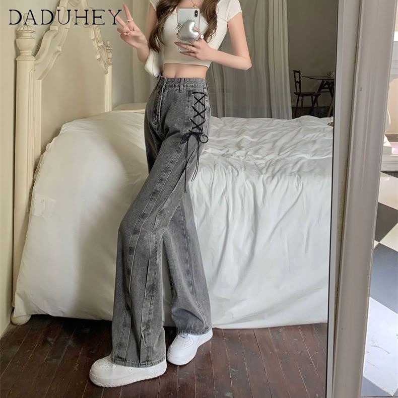DaDuHey Women's High Waist Drooping Straight Loose Jeans American Retro and Fashion All-Matching Casual Pants 2024 New