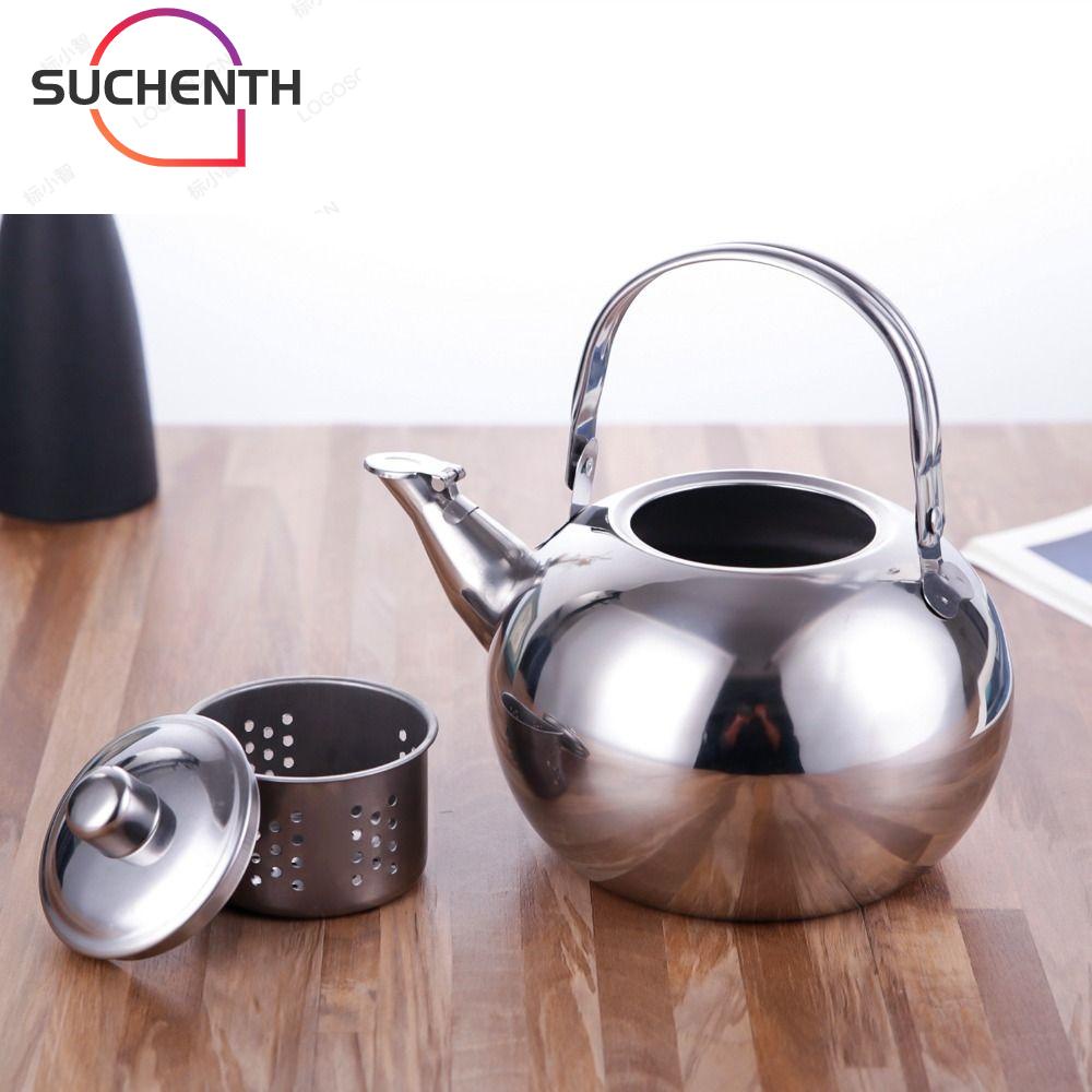 Suchenth กาต้มน้ําสเตนเลส ขนาดใหญ่ แบบพกพา พร้อมที่กรองชา กาแฟ ชาเขียว สําหรับบ้าน ออฟฟิศ