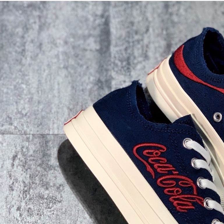 Kith X Coca-Cola x Converse Chuck 70 low-top casual sneakers navy blue สบาย ๆ