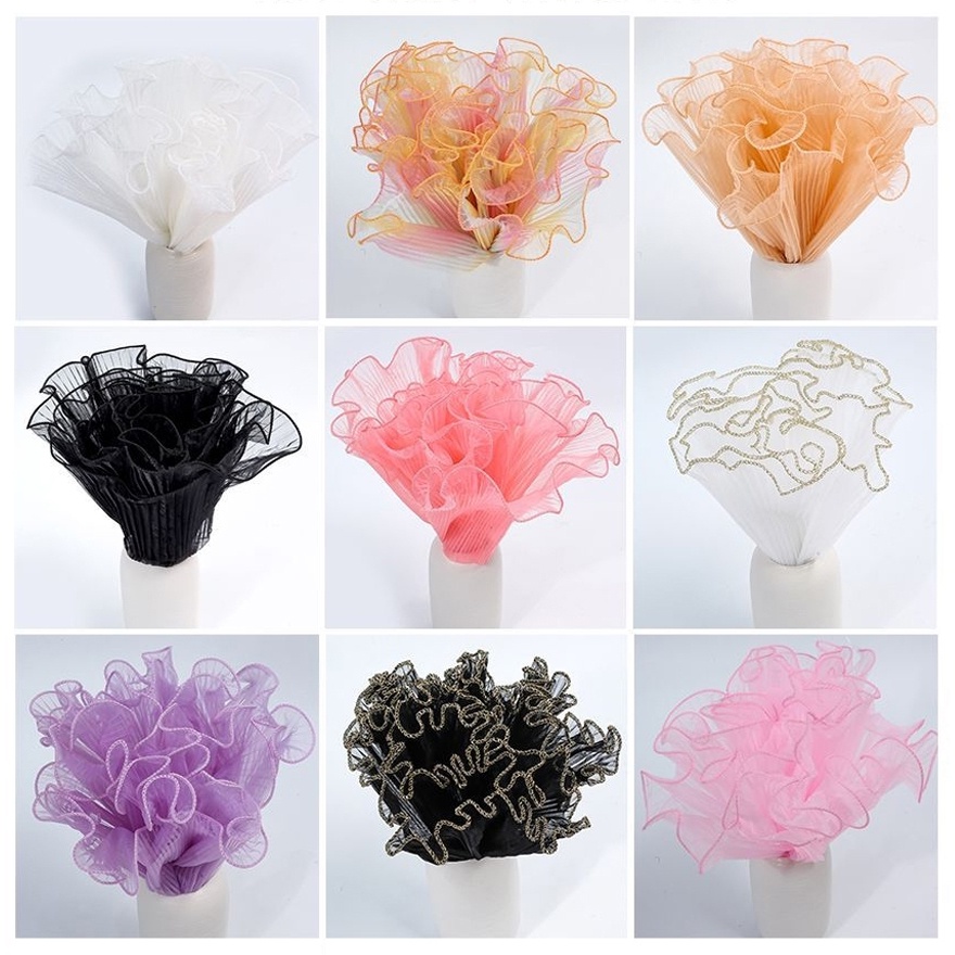 ช่อดอกทานตะวันวาเลนไทน์ ผ้าตาข่าย แต่งจับจีบ สีเรืองแสง สําหรับร้านดอกไม้ วันแม่ - รูปที่ 7