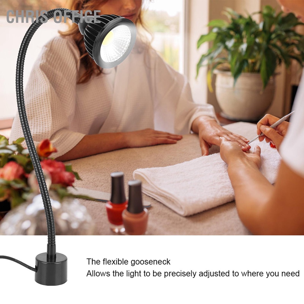 Chris office อลูมิเนียม 7W LED เครื่องทำงานฐานแม่เหล็กท่อ CNC เย็บโคมไฟสำหรับความงามเล็บ Study Job US Plug 110-220V
