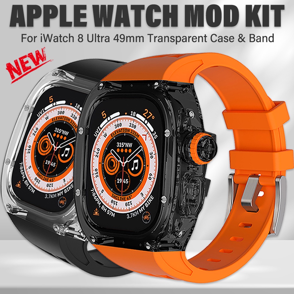 สายนาฬิกาข้อมือยาง แบบใส หรูหรา สําหรับ Apple Watch Ultra 2 49 มม. iWatch Series 49 มม.