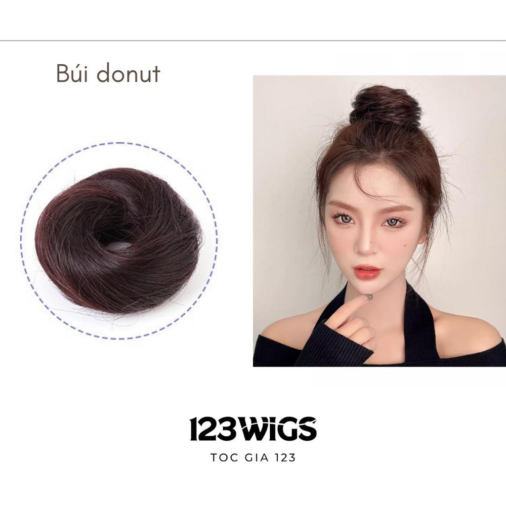 123WIGS - วิกผมซาลาเปา DONUT แฟชั่นสําหรับผู้หญิงผมจริง 80% SB1007