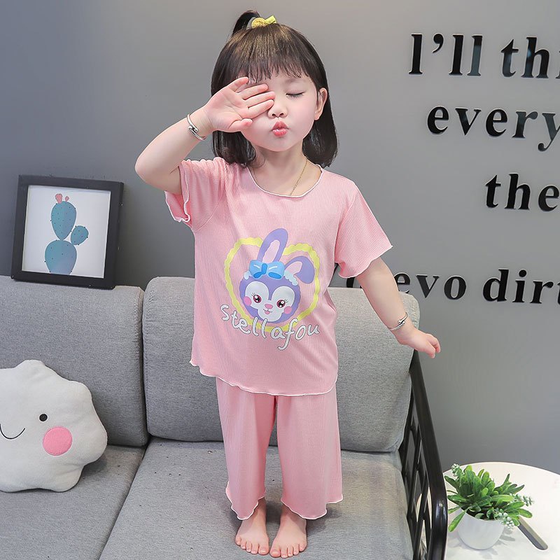 ชุดนอนเด็กผู้หญิง ชุดเซ็ท 2 ชิ้น (กางเกง+เสื้อ) ลายการ์ตูนน่ารัก ราคา ถูกที่สุด ดีลบีเคเค แกลเลอรีภาพที่ 3